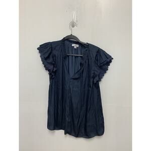 Current Air Blue Pleated Short Sleeve Blouse Size Large